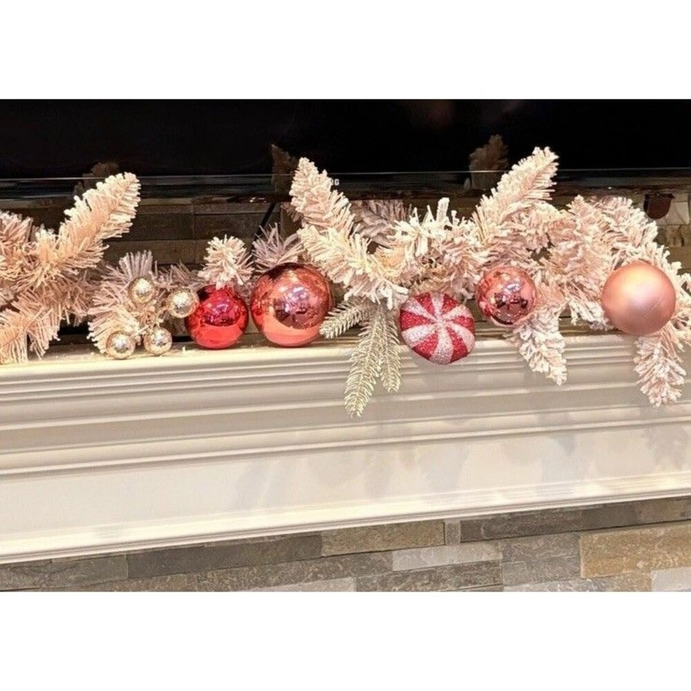 Ashland Artificial Christmas Pink Red Pine Garland, 6 ft